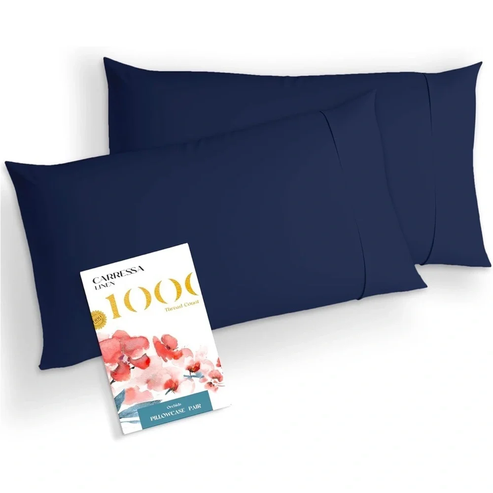 Luxury king size pillows case navy